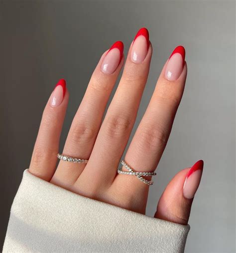 red french tip nails|red french tip acrylic nails.